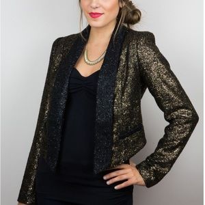 NWT Aryn K glitzy sweater blazer black and gold